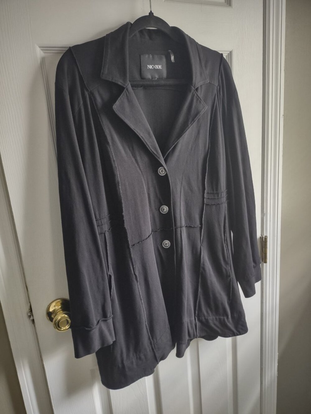 Nic+Zoe 3 button riding jacket - lightweight cotton stretch blazer plus size 2X - Picture 2 of 11